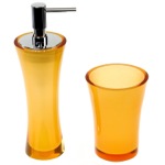 Gedy AU500-67 Orange Toothbrush Holder and Soap Dispenser Accessory Set